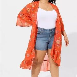 Torrid Orange Floral Kimono